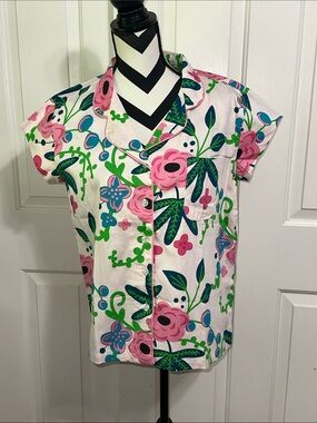 Jayes Studio Floral Button Down Short Sleeve Pajama Top